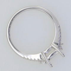 Sterling Silver Semi Mount Ring Setting with White Topaz Accent and Split Shank, CU 7x7mm design