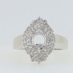 Sterling Silver Semi Mount Ring Setting featuring Round RD 6x6mm CrissCross Double Halo design, elegant and customizable.