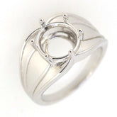 Custom Men's Sterling Silver Semi Mount Ring Setting with round gemstone holder and elegant design.