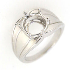 Custom Men's Sterling Silver Semi Mount Ring Setting with round gemstone holder and elegant design.