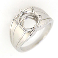 Men's Sterling Silver Semi Mount Ring Setting with round gemstone holder for 10x10mm stone.