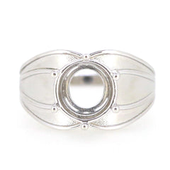 Custom Men's Sterling Silver Semi Mount Ring with Round 11x11mm Setting, made to order for gemstone placement.