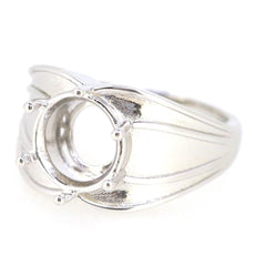 Custom men's sterling silver semi mount ring setting with a round gemstone holder, designed for personalized rings.