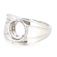 Men's sterling silver semi mount ring setting with round 10x10mm gemstone holder for custom sizing and style.