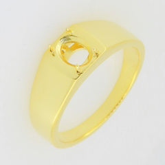 Men's gold semi mount ring setting for oval gemstone, designed to accommodate custom sizes, made to order.