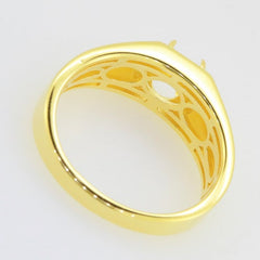 Men's gold semi mount ring setting with intricate interior design, ideal for an oval stone of 8x6mm.