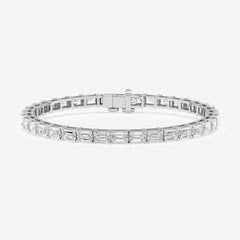 Sterling silver semi mount tennis bracelet setting with rose gold plating. Elegantly designed with sparkling gemstones.
