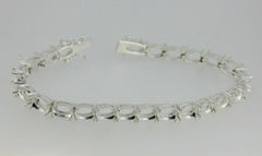 Sterling Silver Semi Mount Tennis Bracelet Setting with Oval 7x5mm Clasp, designed for customization.