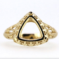 Sterling Silver Semi Mount Ring Setting in Art Deco Style with a Trillion Cut opening, designed for custom sizes.