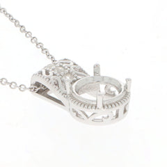 Sterling Silver Semi Mount Pendant Setting with round gemstone holder, designed for White Topaz and other small gems.