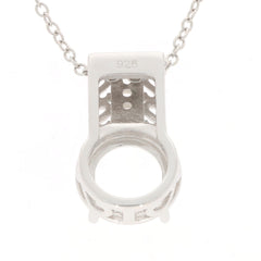 Sterling Silver Semi Mount Pendant Setting 9x9mm with intricate design for White Topaz gemstone, 925 sterling quality.