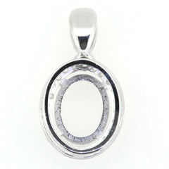 Sterling Silver semi mount pendant setting featuring an oval 10x8 design for customizable gemstones.