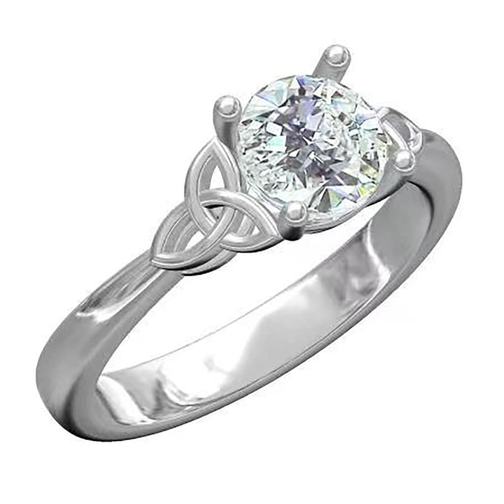 Sterling silver semi mount ring setting with round stone and Celtic knot design on cross shank.