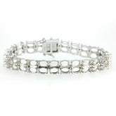 Sterling silver semi mount tennis bracelet setting, oval 7x5mm stone placements, double row design, stainless steel tongue.