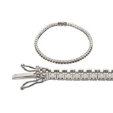 Custom sterling silver semi mount tennis bracelet setting with stainless steel tongue, showcasing intricate design.