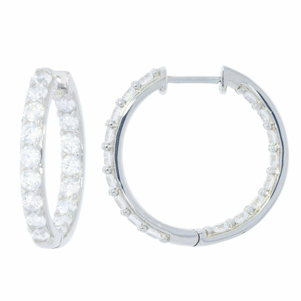Sterling Silver Semi Mount Earrings Setting 3x3mm Inside Out Hoop with sparkling stones.