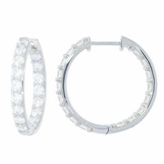 Sterling Silver Semi Mount Earrings Setting 3x3mm Inside Out Hoop with sparkling stones.