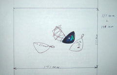 Diagram showing sizes and shapes of pear-shaped opal gemstones for custom sterling silver pendant settings.