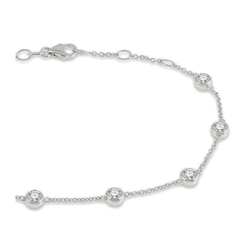 Custom sterling silver semi mount bracelet with 4mm stone settings, stainless steel tongue, made to order.