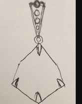 Sketch of a Sterling Silver Semi Mount Pendant Setting, designed for White Topaz gemstones, with customizable features.