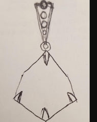 Sketch of a Sterling Silver Semi Mount Pendant Setting, designed for White Topaz gemstones, with customizable features.