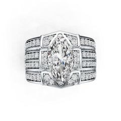 Sterling Silver Semi Mount Ring Setting Marquise MQ 13.06 x 6.46 x 4.04mm with White Topaz