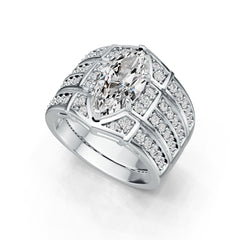 Sterling Silver Semi Mount Ring Setting Marquise MQ 13.06 x 6.46 x 4.04mm with White Topaz