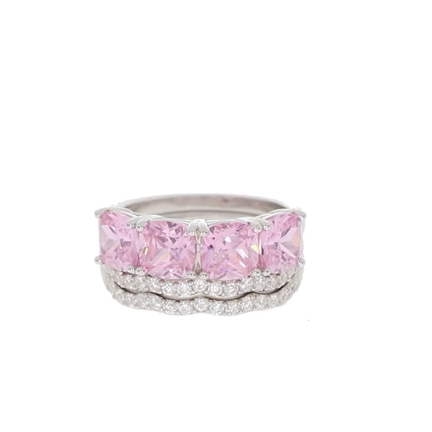 Purple Sapphire Sterling Silver Ring with Accent