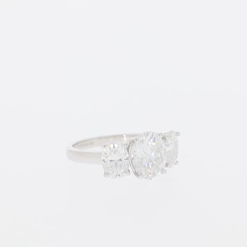 White Moissanite Sterling Silver Ring with Accent