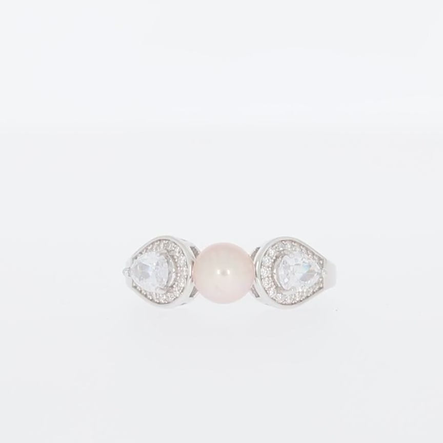 Pink Pearl Sterling Silver Ring with Accent