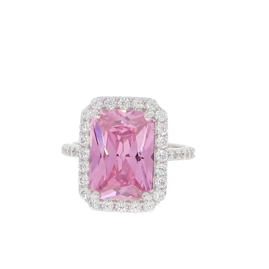 Pink Sapphire Sterling Silver Ring with Accent