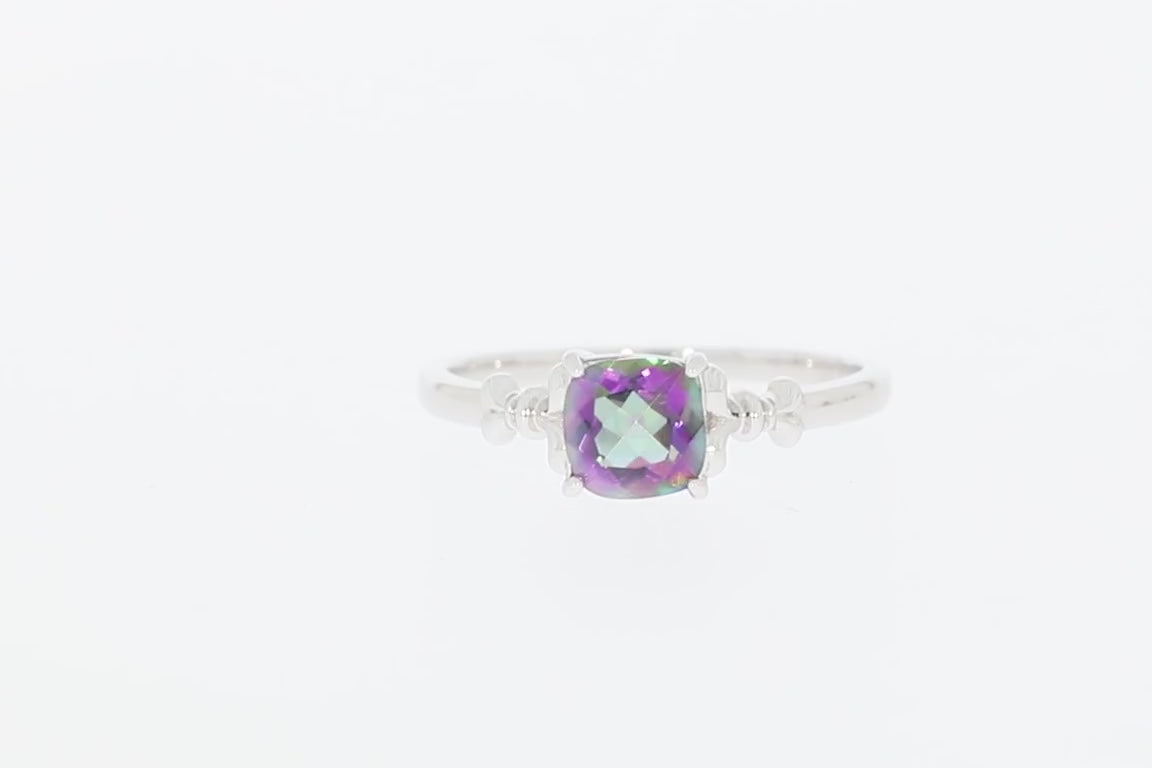 Cushion Purple Mystic Topaz Sterling Silver Ring with Accent