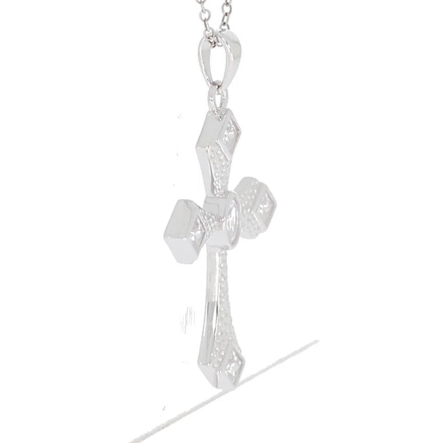 White Moissanite Sterling Silver Pendant with Accent