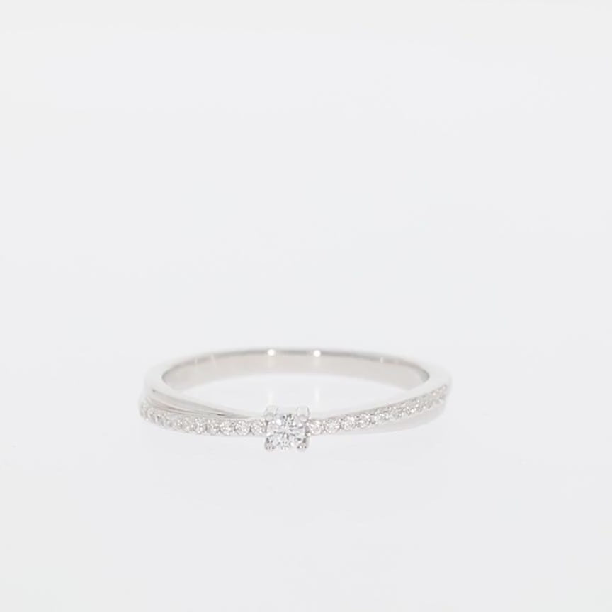 White Diamond Sterling Silver Ring with Accent