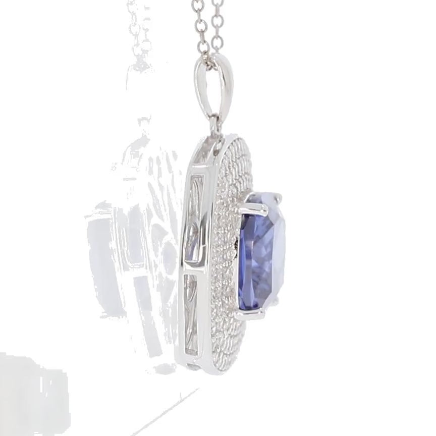 Blue Sapphire Sterling Silver Pendant with Accent