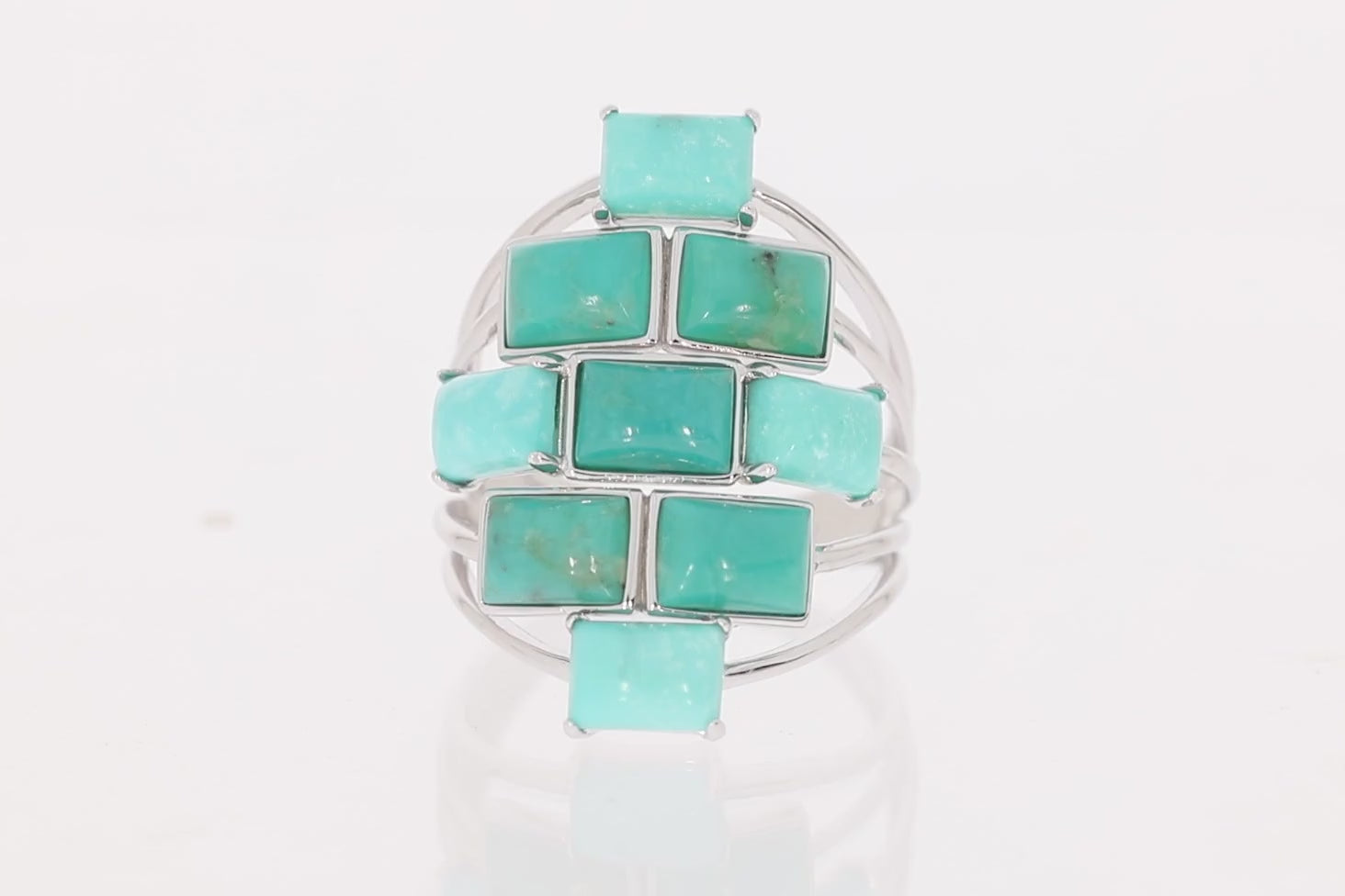 Emerald Blue Turquoise Sterling Silver Ring with Accent
