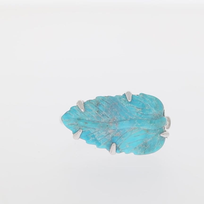 Pear Blue Turquoise Sterling Silver Ring with Accent