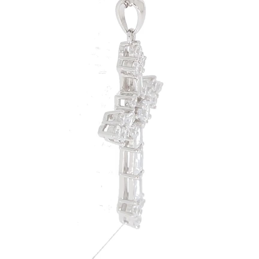White Moissanite Sterling Silver Pendant with Accent