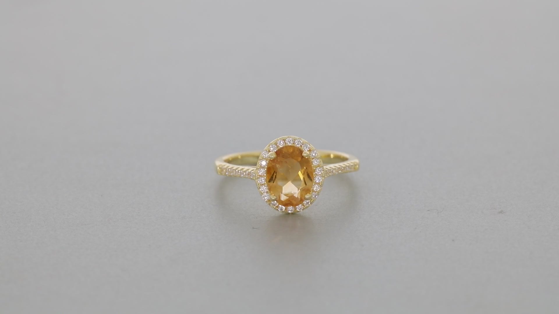 Yellow Citrine Sterling Silver Ring with Accent