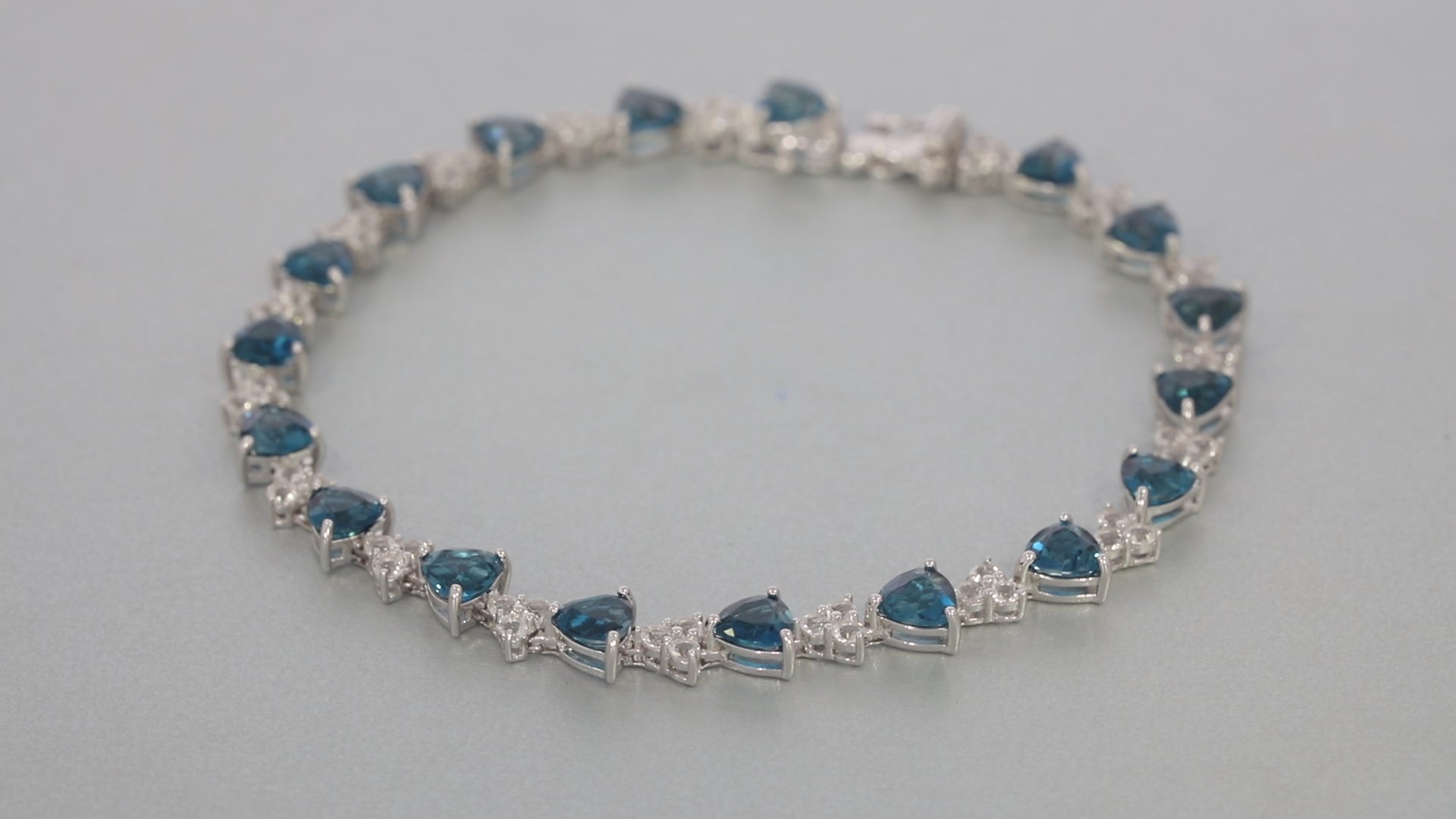 Trillion Blue London Topaz Sterling Silver Bracelet with Accent