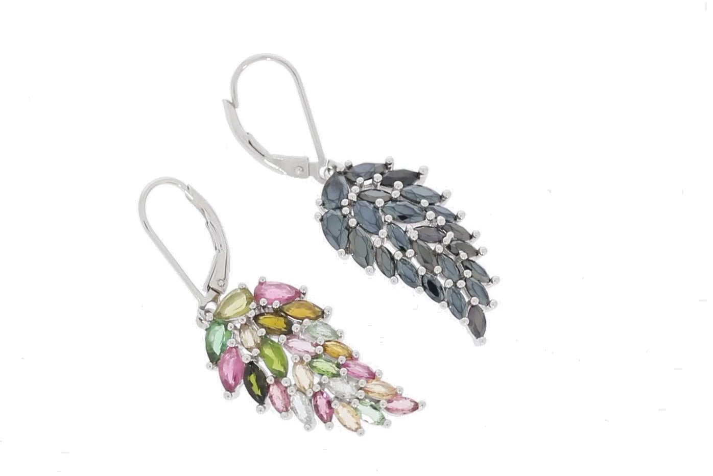 Multi Color Sapphire Sterling Silver Earrings with Accent