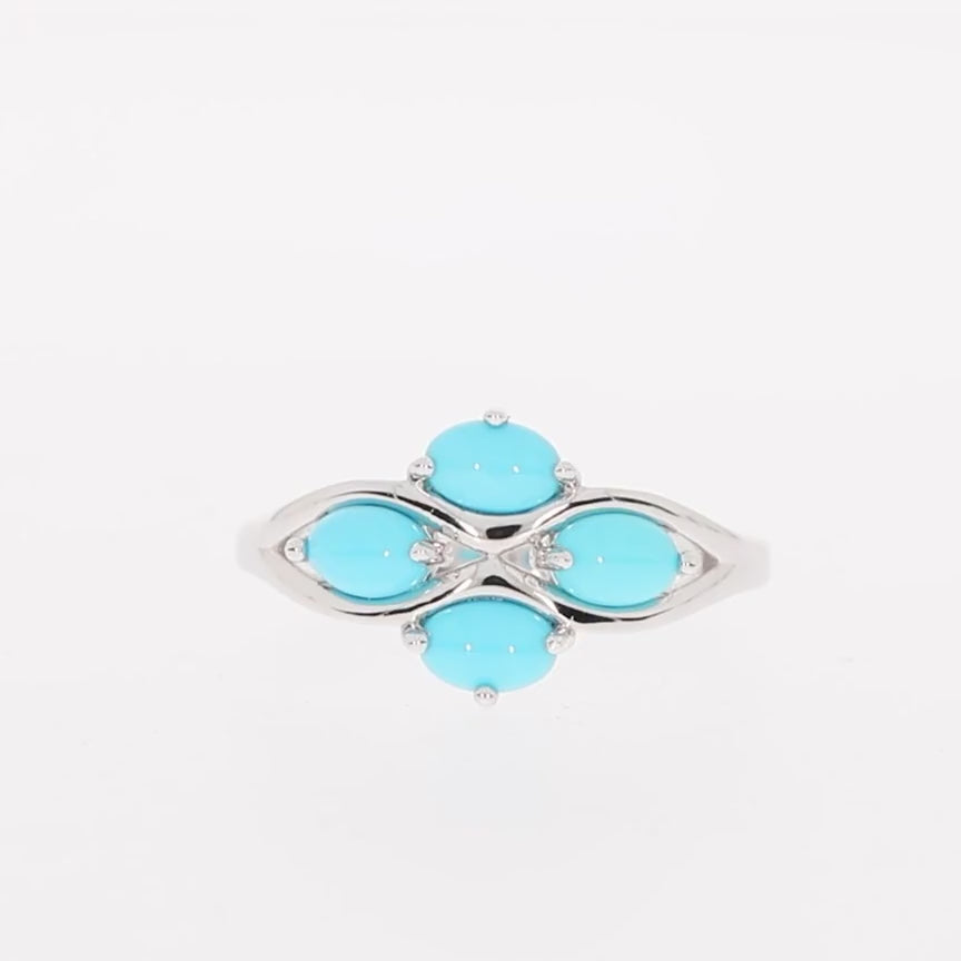 Oval Blue Turquoise Sterling Silver Ring with Accent