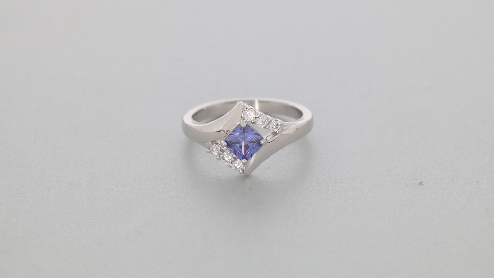 Blue Tanzanite Sterling Silver Ring with Accent