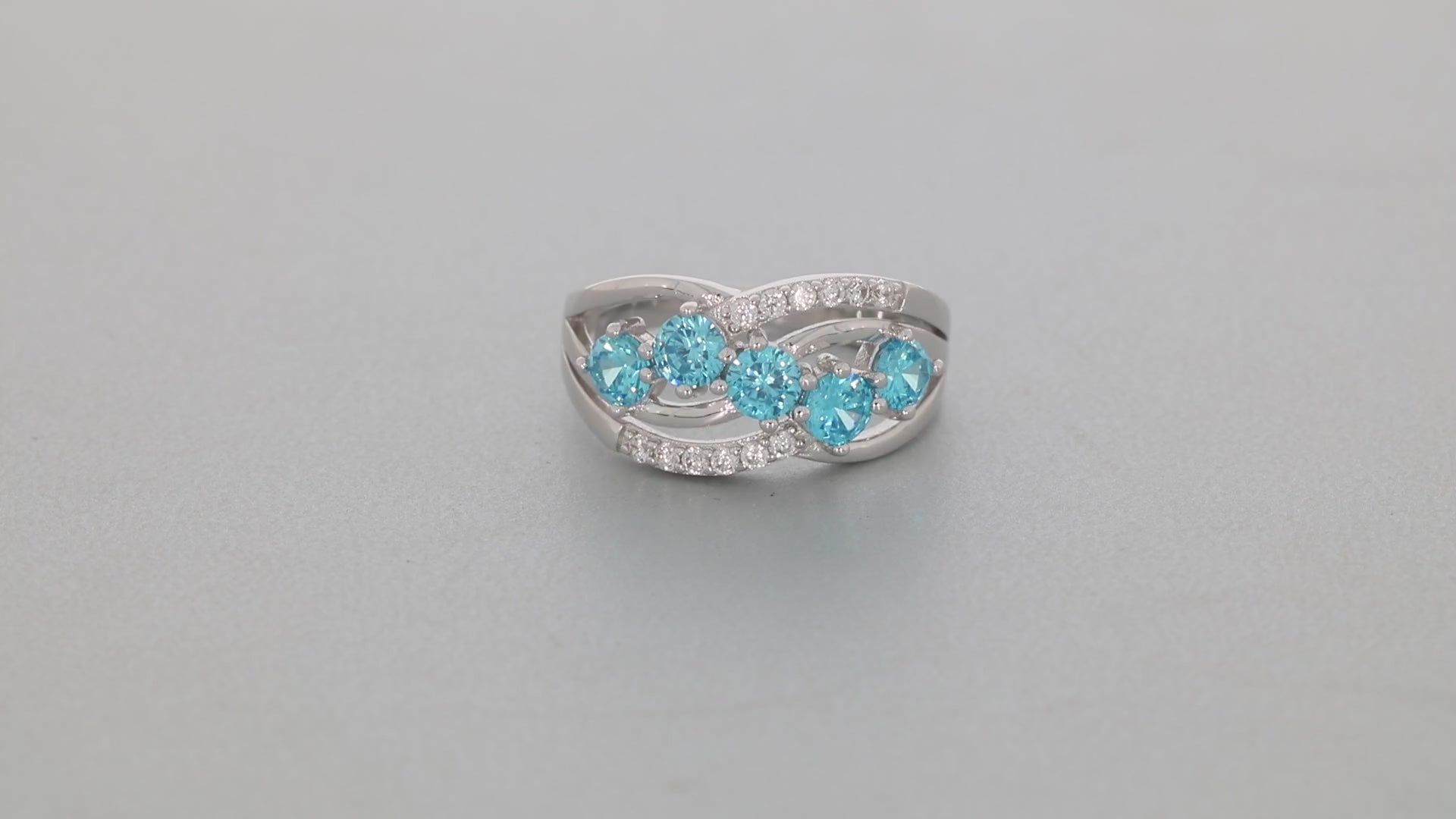 Blue Topaz Sterling Silver Ring with Accent