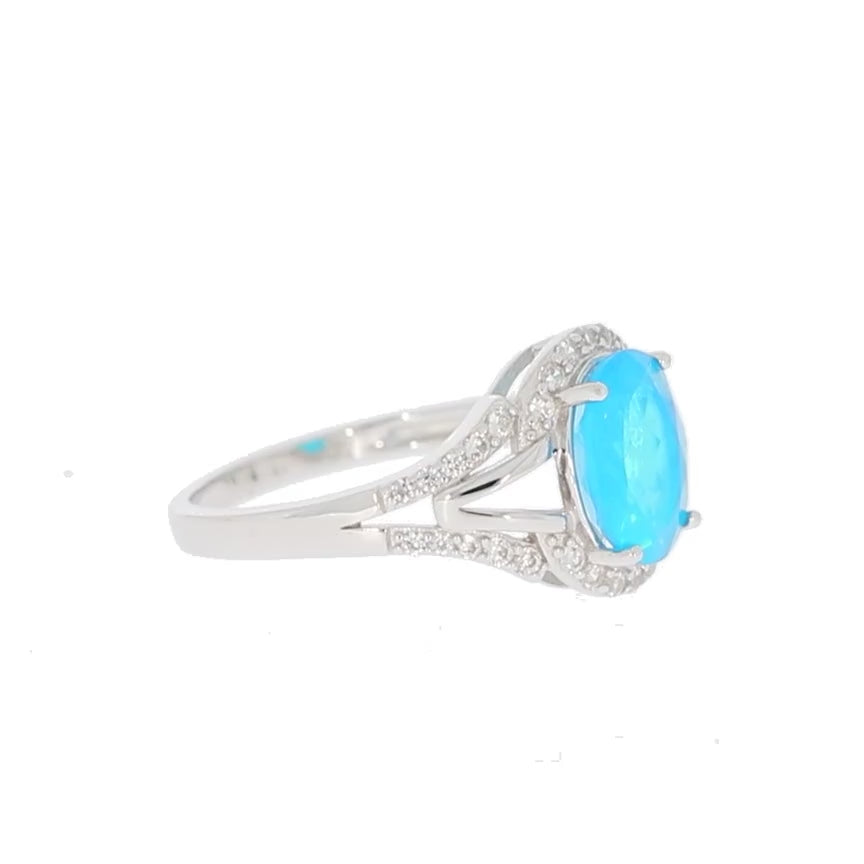 Blue Opal Sterling Silver Ring with Accent