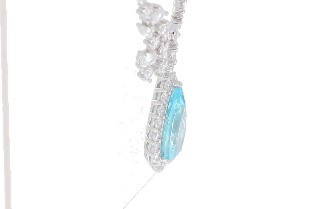 Pear Blue Topaz Sterling Silver Necklace with Accent