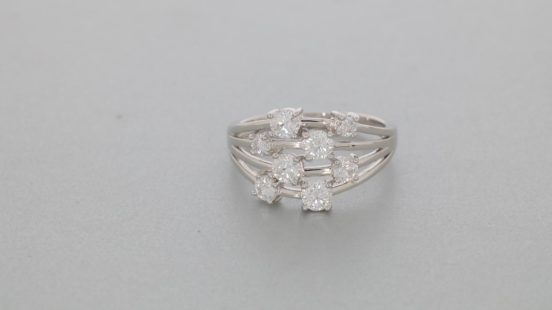 White Moissanite Sterling Silver Ring with Accent