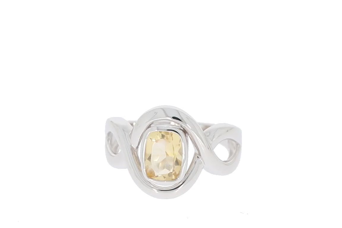 Cushion White Moissanite Sterling Silver Ring with Accent