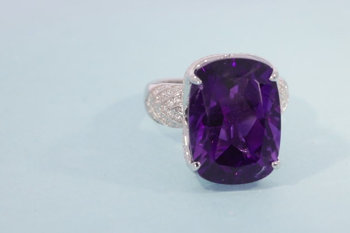 Purple Amethyst Sterling Silver Ring with Accent