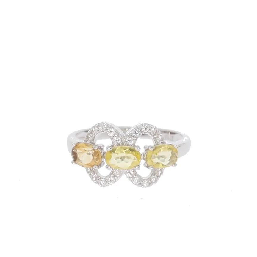 Oval Yellow Sapphire Sterling Silver Ring with Accent